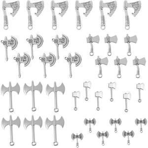 36PCS Alloy Axe Charms Pendant Antique Silver Hatchet Pendants 3D Tool Charms C